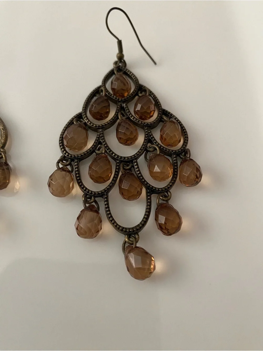 Brown Faceted Bead Chandelier Earrings - Women Jewelry